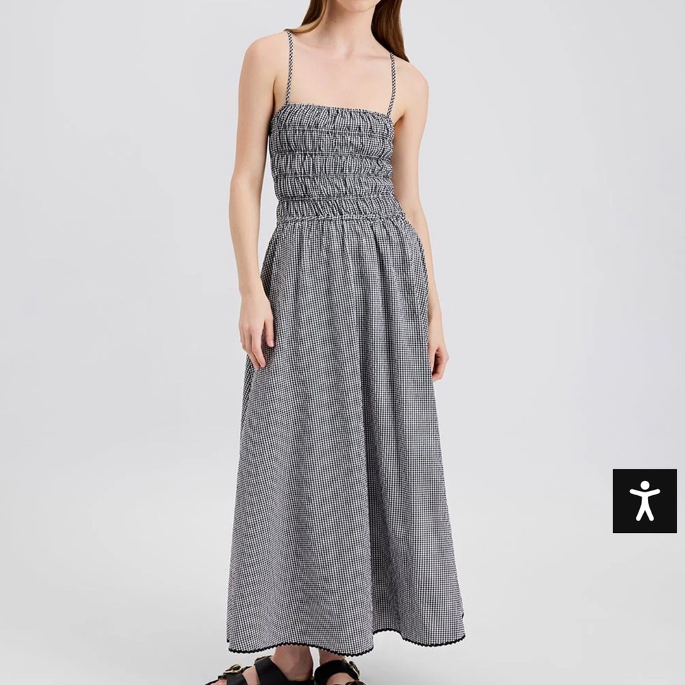 Solid & Striped Delta Midi Dress New M Gingham Blackout